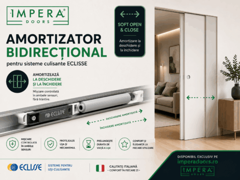 Amortizator Eclisse Bidirectional (Soft Close) pentru Uși Culisante în Perete